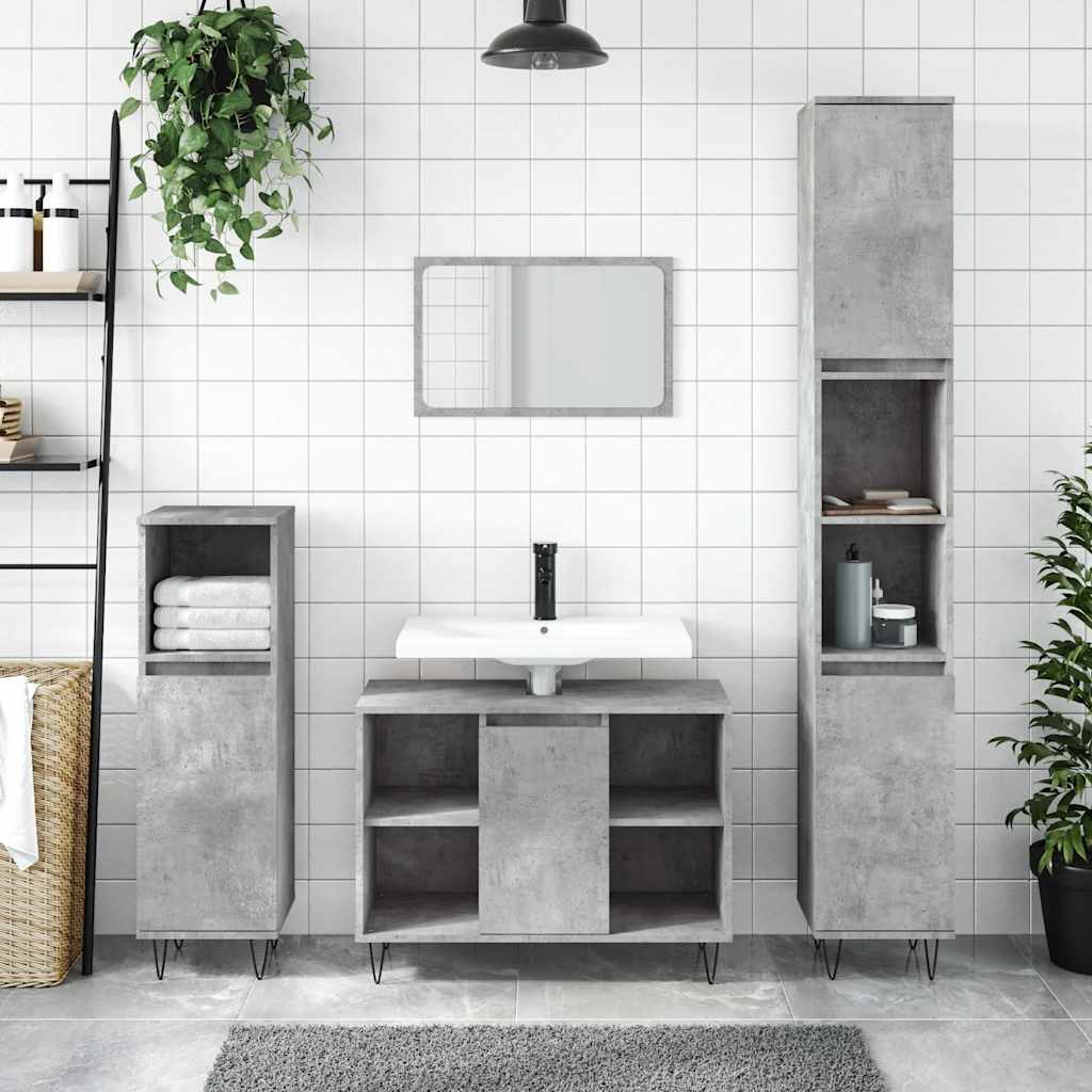 Badschrank Betongrau 80x33x60 cm Holzwerkstoff
