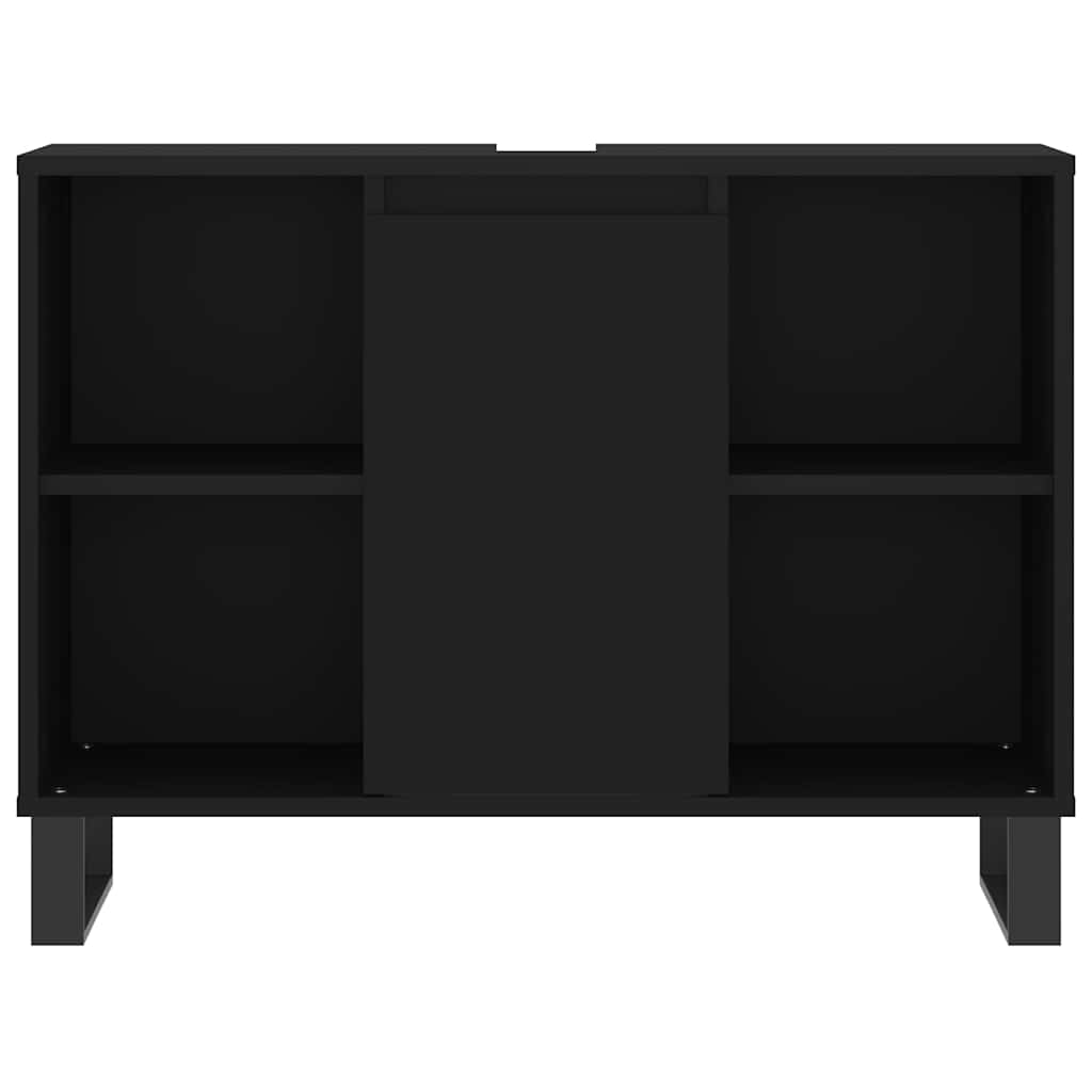 Badschrank Schwarz 80x33x60 cm Holzwerkstoff