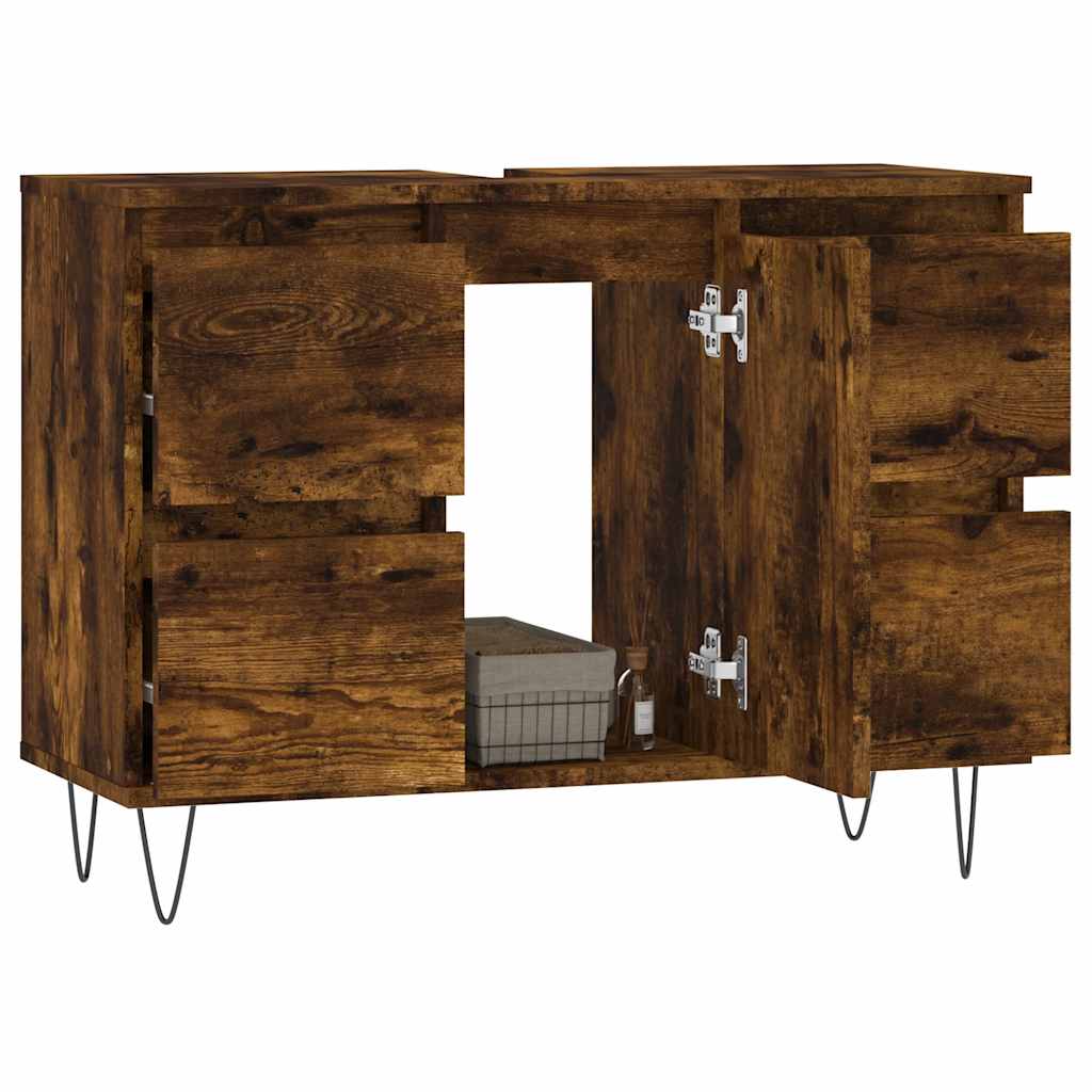 Badschrank Räuchereiche 80x33x60 cm Holzwerkstoff