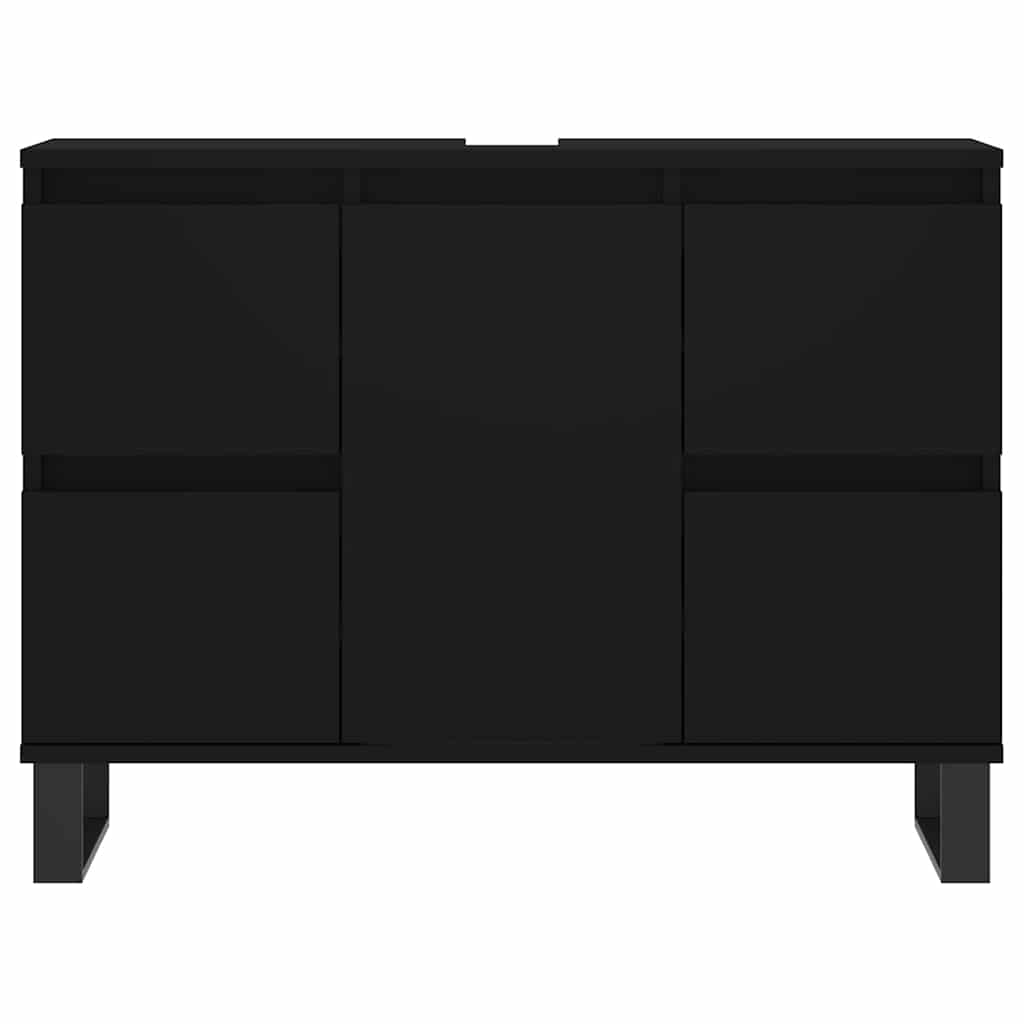 Badschrank Schwarz 80x33x60 cm Holzwerkstoff