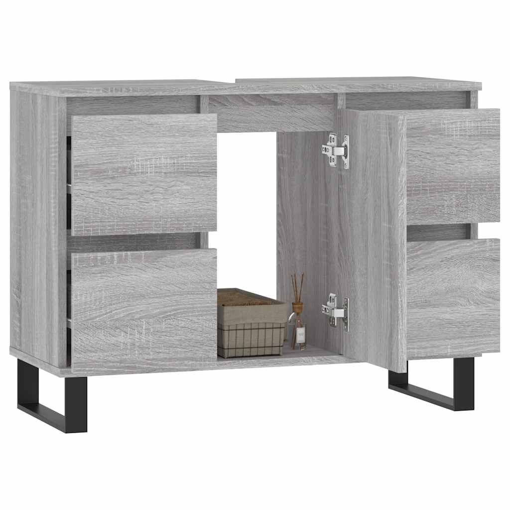 Badschrank Grau Sonoma 80x33x60 cm Holzwerkstoff