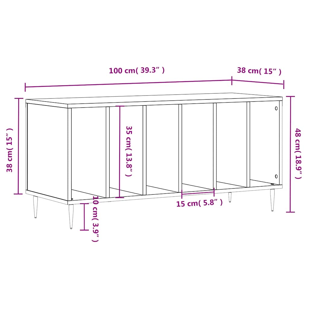 Plattenschrank Betongrau 100x38x48 cm Holzwerkstoff