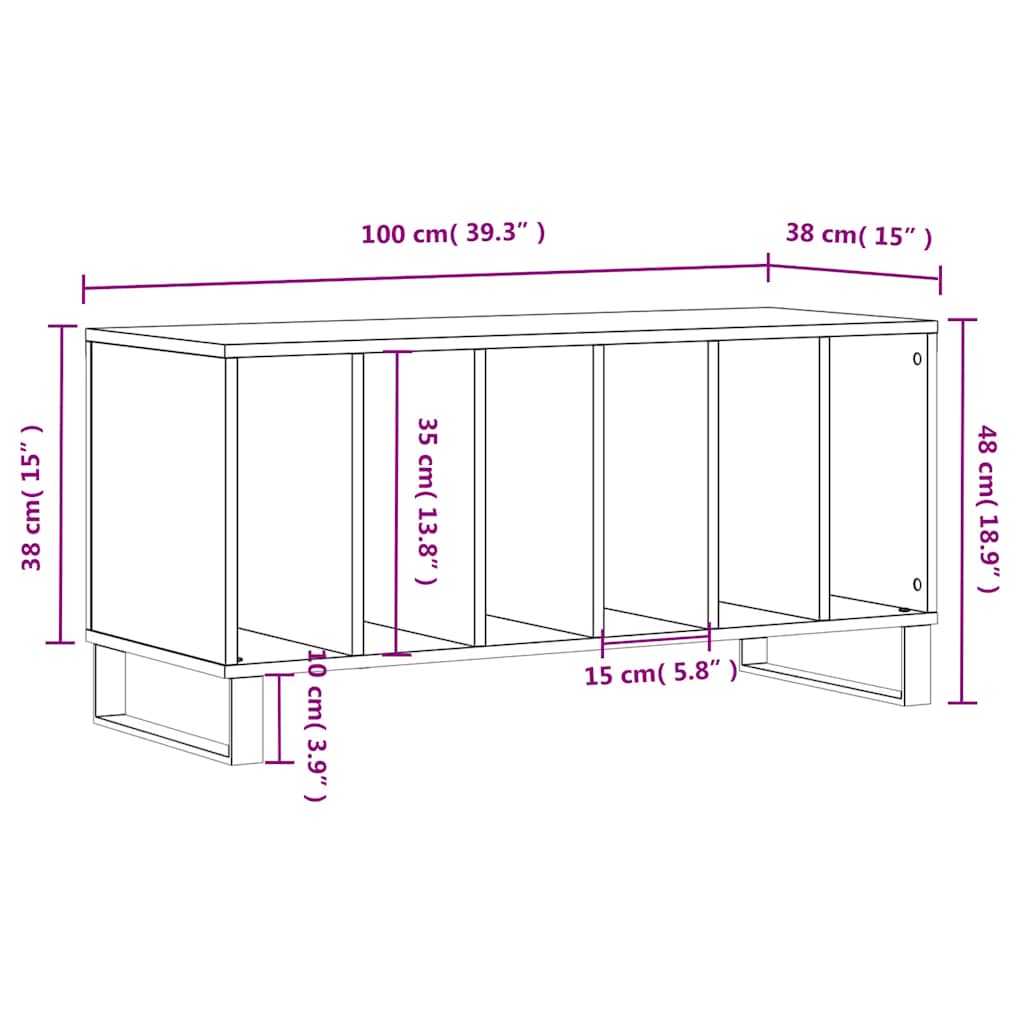 Plattenschrank Schwarz 100x38x48 cm Holzwerkstoff