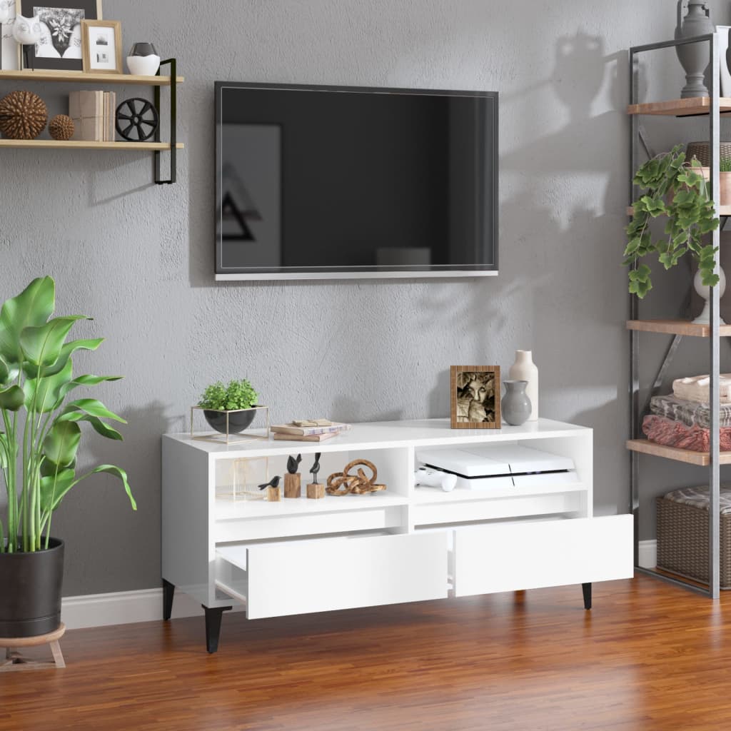 TV-Schrank Hochglanz-Weiß 100x34,5x44,5 cm Holzwerkstoff