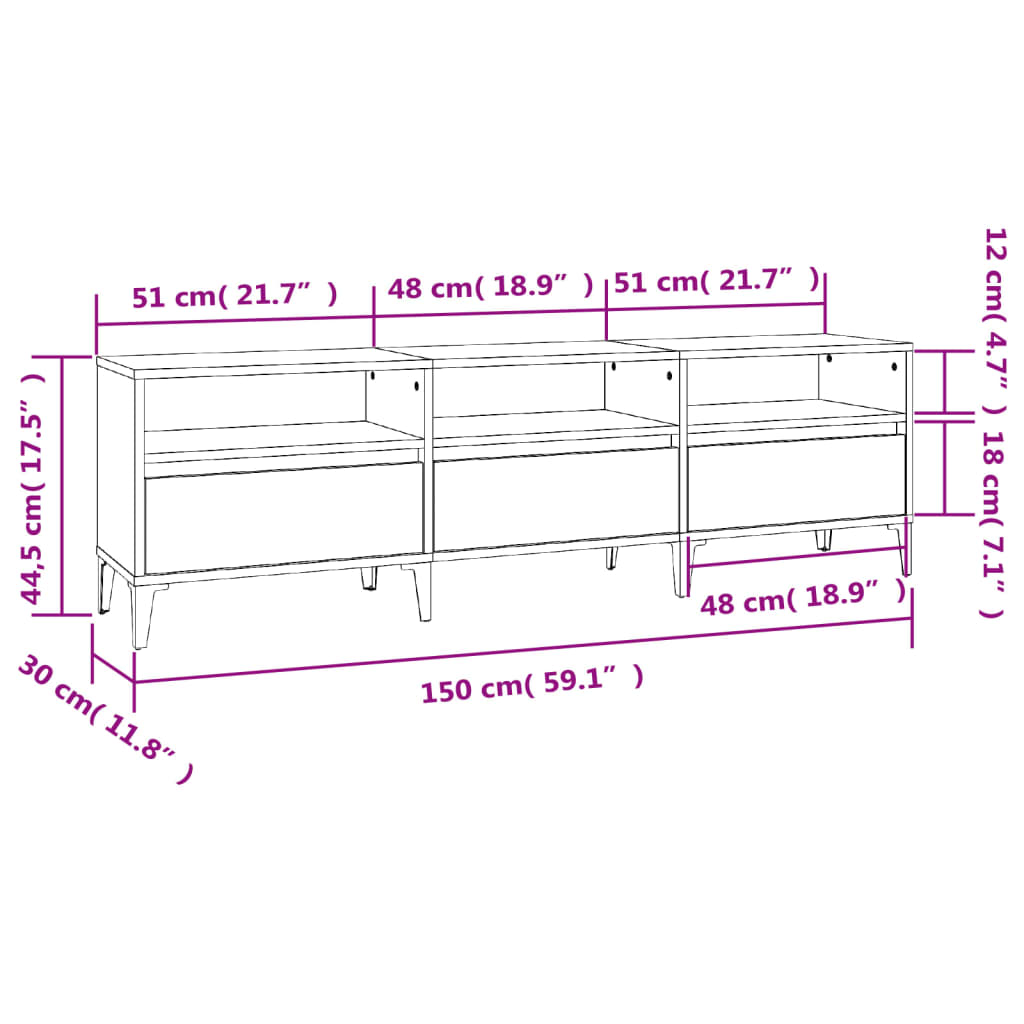 TV-Schrank Grau Sonoma 150x30x44,5 cm Holzwerkstoff