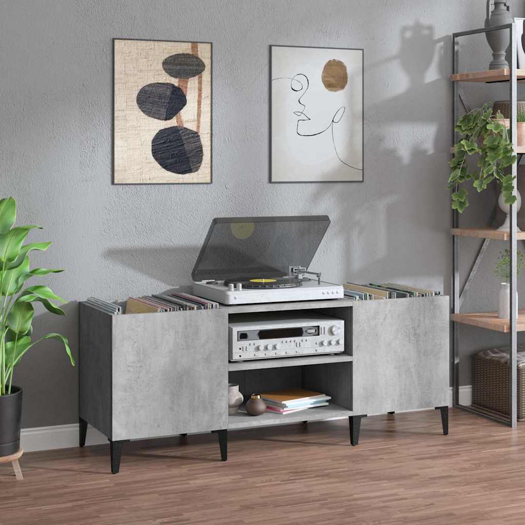 Plattenschrank Betongrau 121x38x48 cm Holzwerkstoff