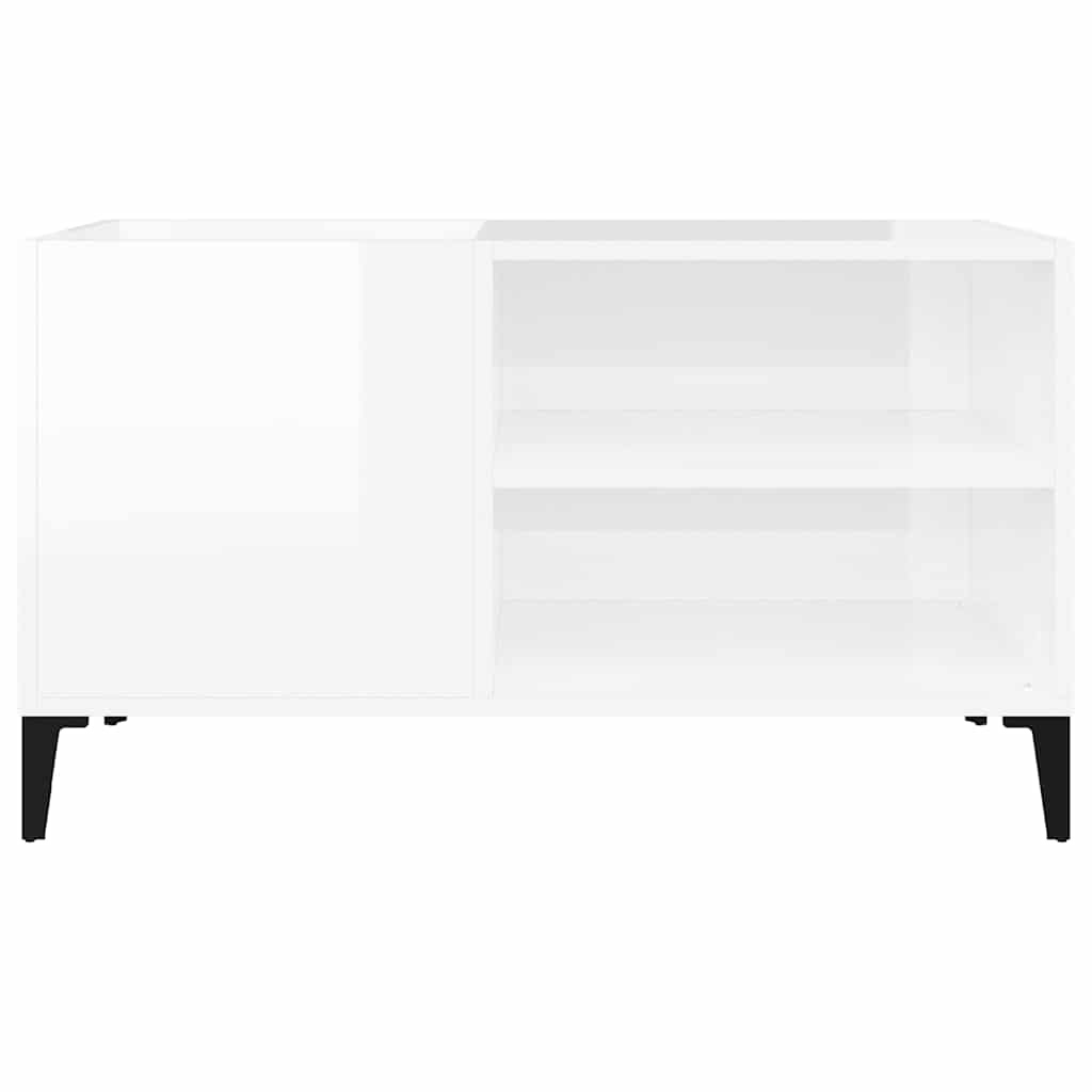 Plattenschrank Hochglanz-Weiß 84,5x38x48 cm Holzwerkstoff