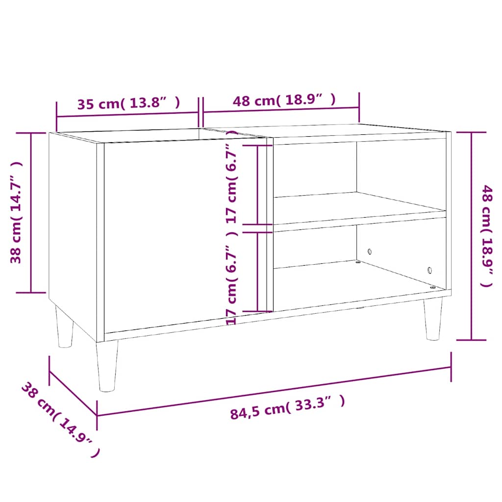 Plattenschrank Hochglanz-Weiß 84,5x38x48 cm Holzwerkstoff
