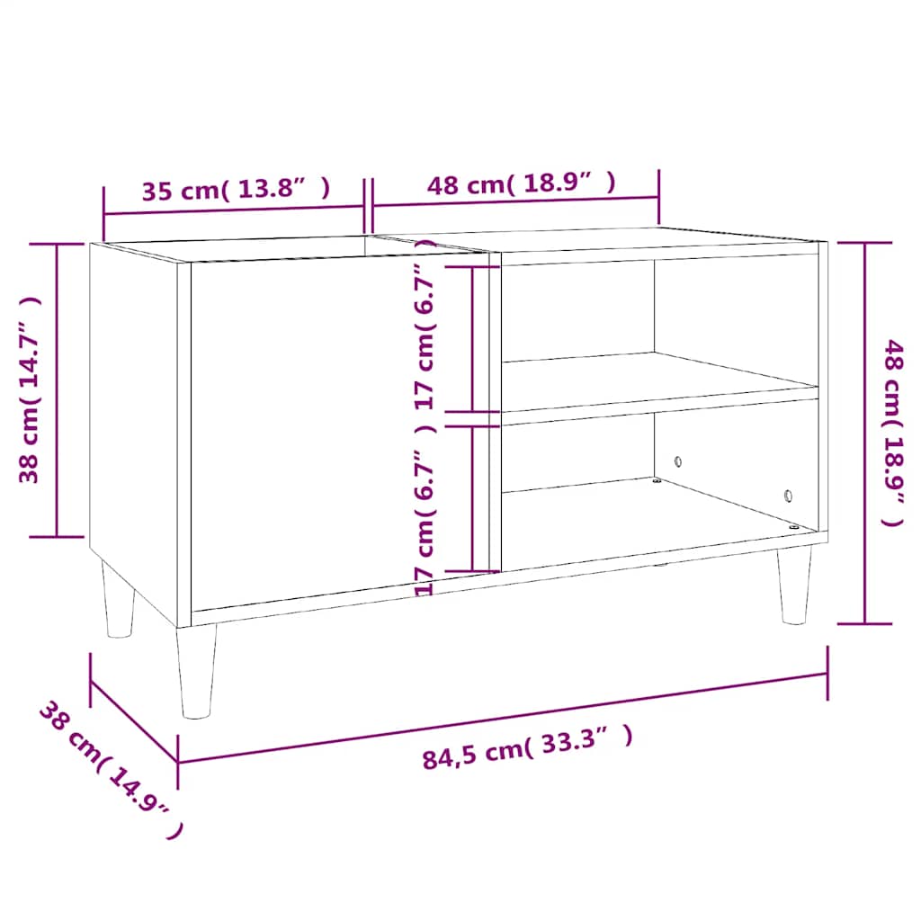 Plattenschrank Betongrau 84,5x38x48 cm Holzwerkstoff