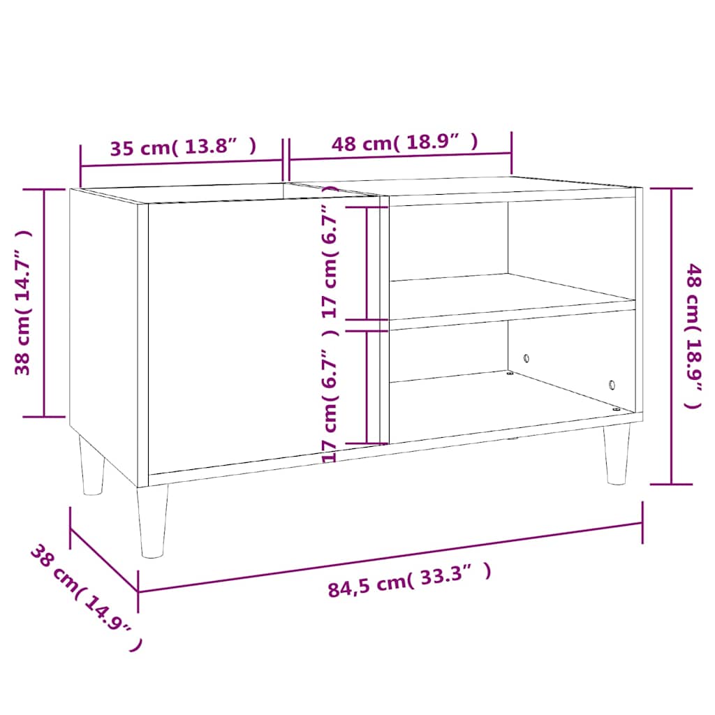 Plattenschrank Grau Sonoma 84,5x38x48 cm Holzwerkstoff