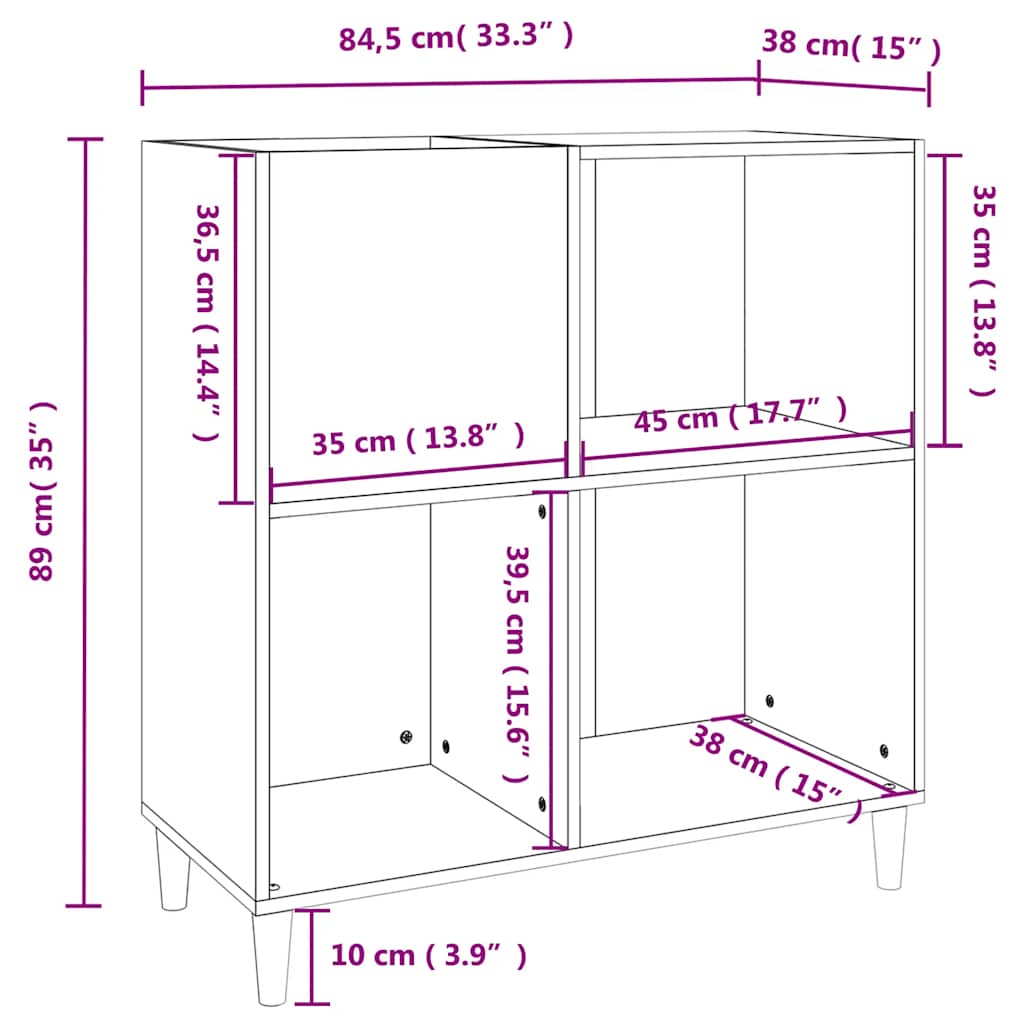 Plattenschrank Schwarz 84,5x38x89 cm Holzwerkstoff