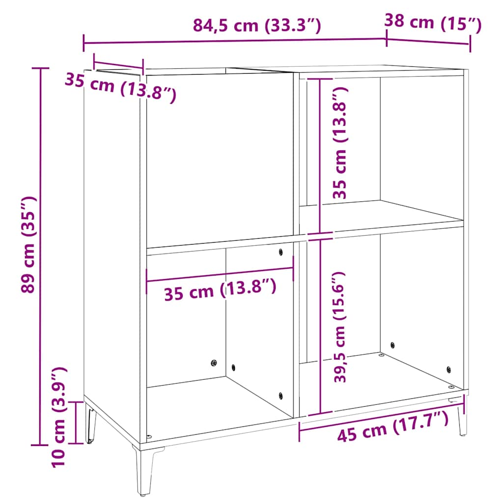 Plattenschrank Räuchereiche 84,5x38x89 cm Holzwerkstoff