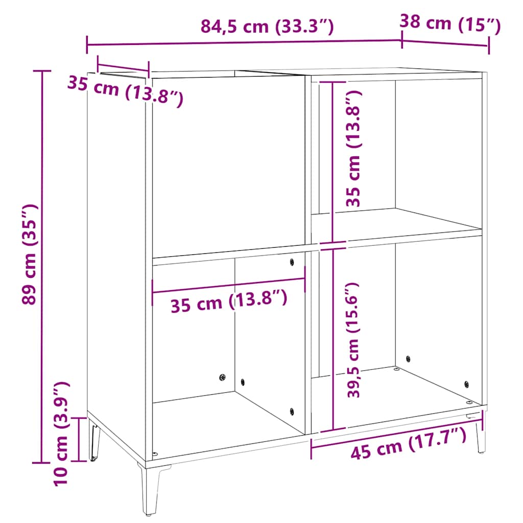 Plattenschrank Grau Sonoma 84,5x38x89 cm Holzwerkstoff