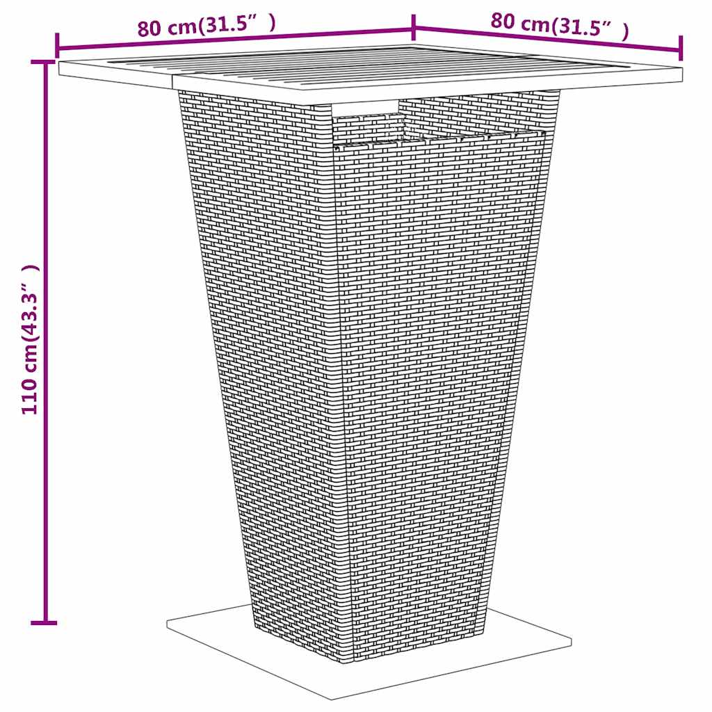 5-tlg. Gartenbar-Set Schwarz Poly Rattan & Massivholz Akazie