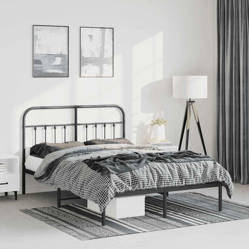 Bettgestell mit Kopfteil Metall Schwarz 150x200 cm