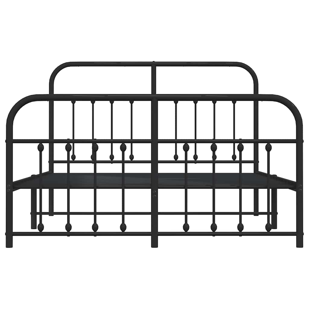 Bettgestell mit Kopf- und Fußteil Metall Schwarz 135x190 cm