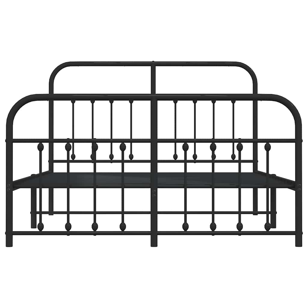 Bettgestell mit Kopf- und Fußteil Metall Schwarz 150x200 cm