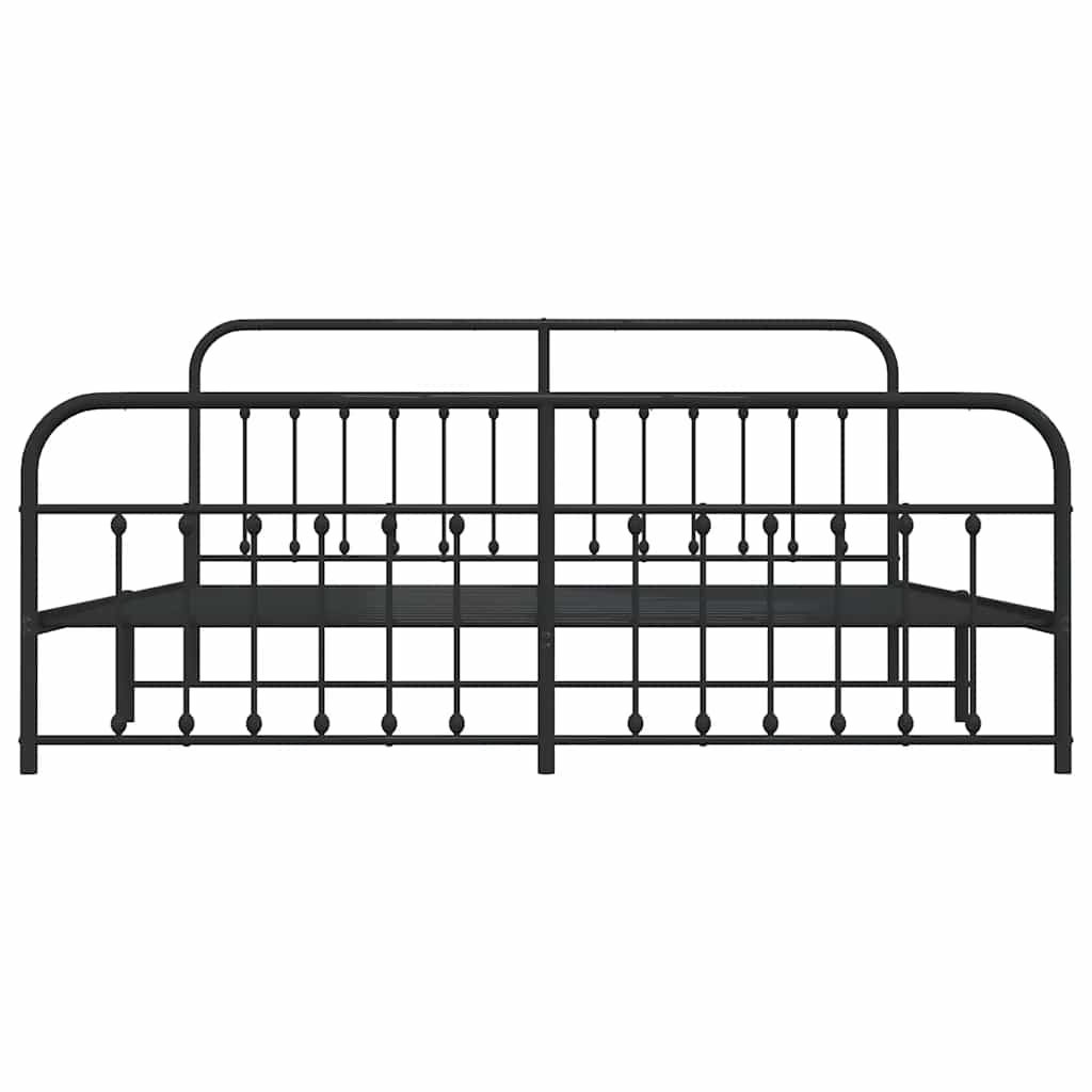 Bettgestell mit Kopf- und Fußteil Metall Schwarz 200x200 cm