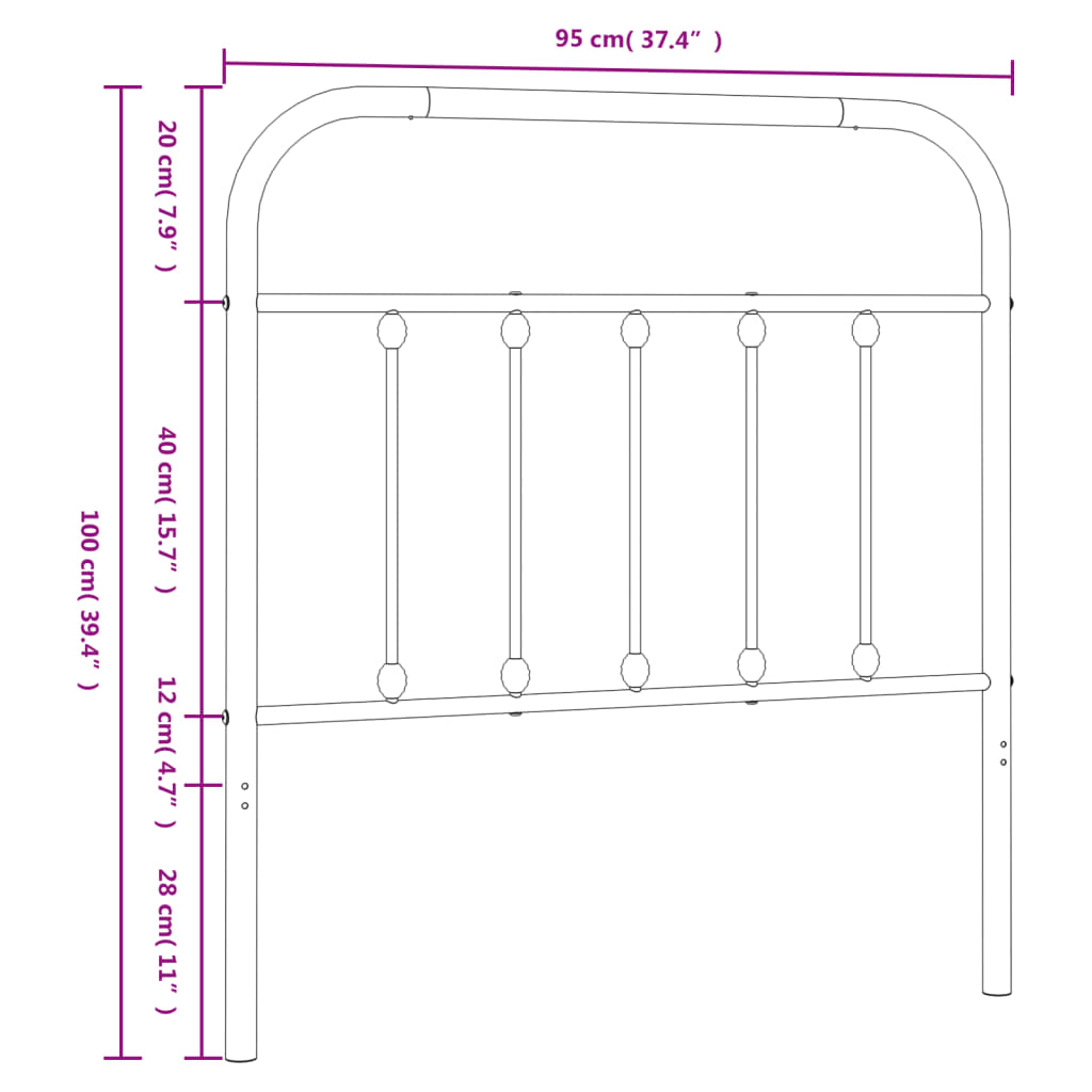 Ersatz-Kopfteil Metall Schwarz 90 cm