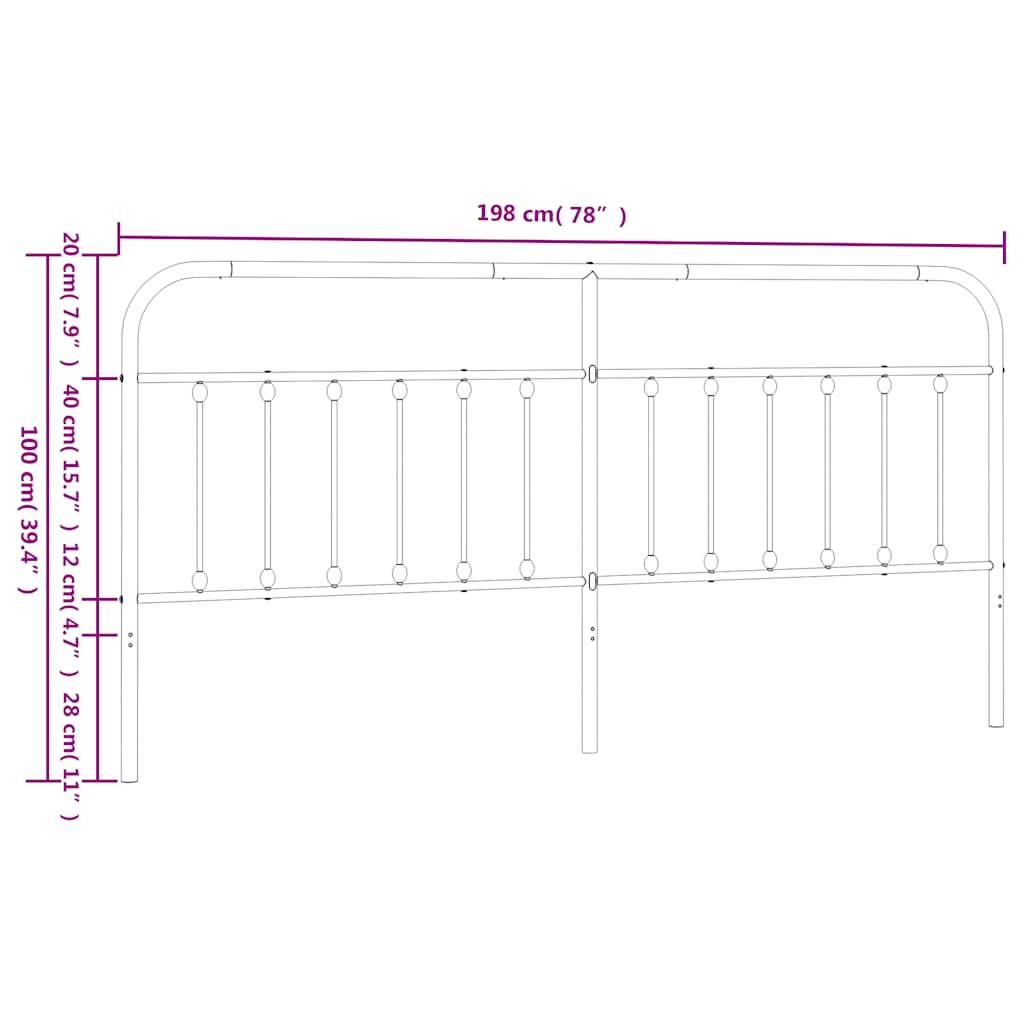 Ersatz-Kopfteil Metall Schwarz 193 cm