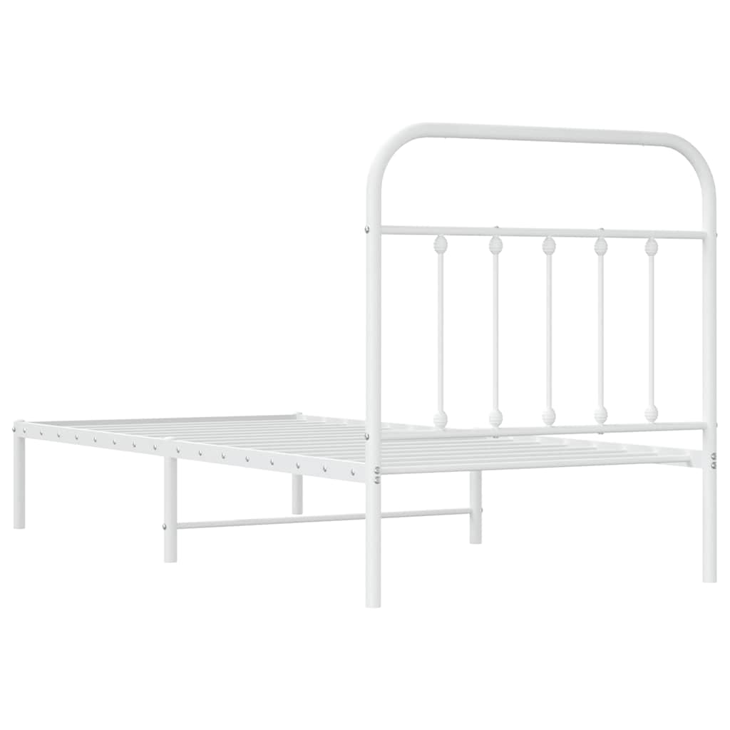 Bettgestell mit Kopfteil Metall Weiß 90x190 cm