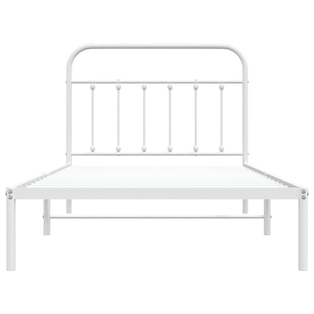 Bettgestell mit Kopfteil Metall Weiß 100x200 cm