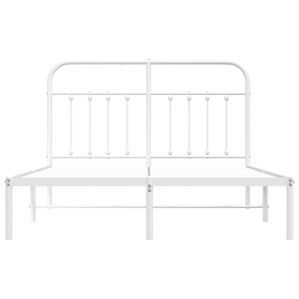Bettgestell mit Kopfteil Metall Weiß 135x190 cm