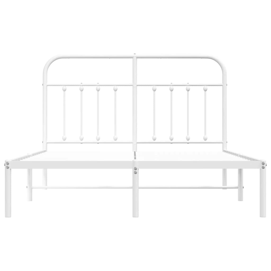 Bettgestell mit Kopfteil Metall Weiß 150x200 cm