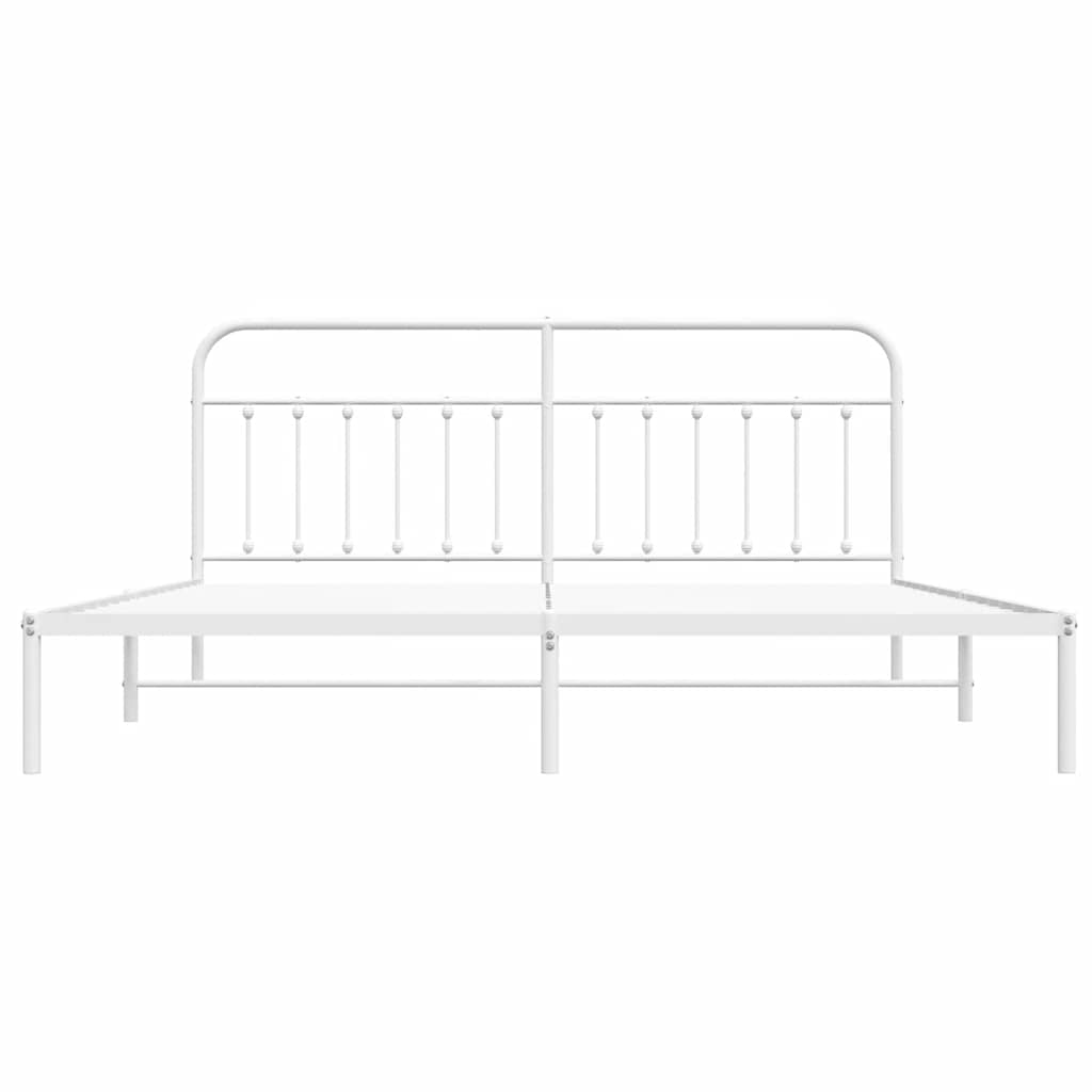 Bettgestell mit Kopfteil Metall Weiß 193x203 cm