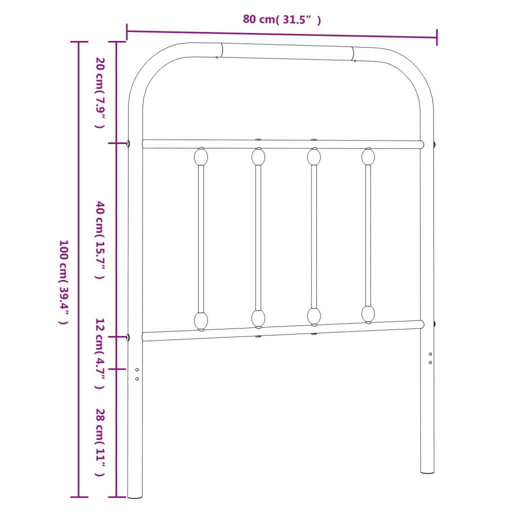 Ersatz-Kopfteil Metall Weiß 75 cm