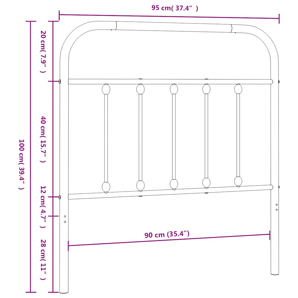 Ersatz-Kopfteil Metall Weiß 90 cm