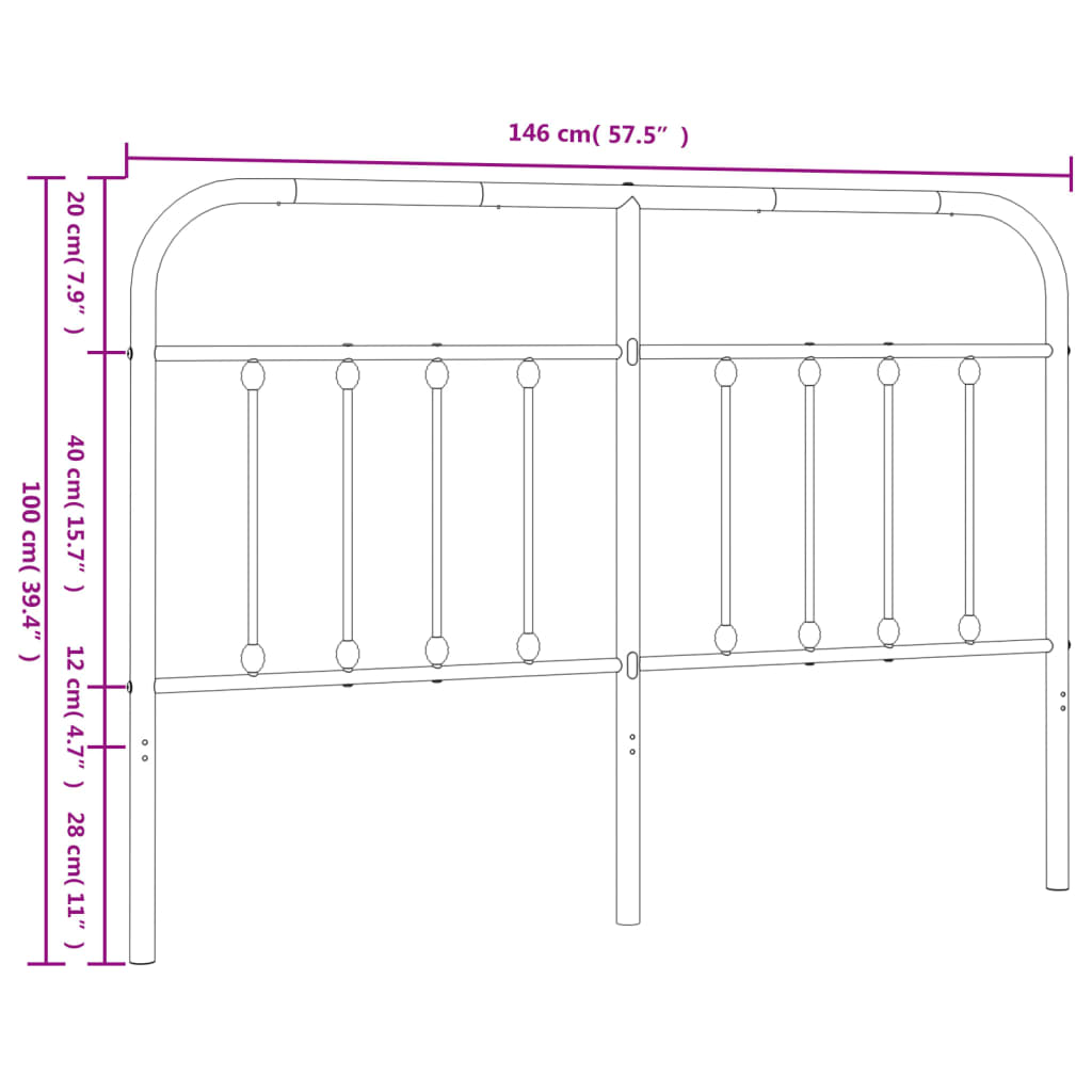 Ersatz-Kopfteil Metall Weiß 140 cm