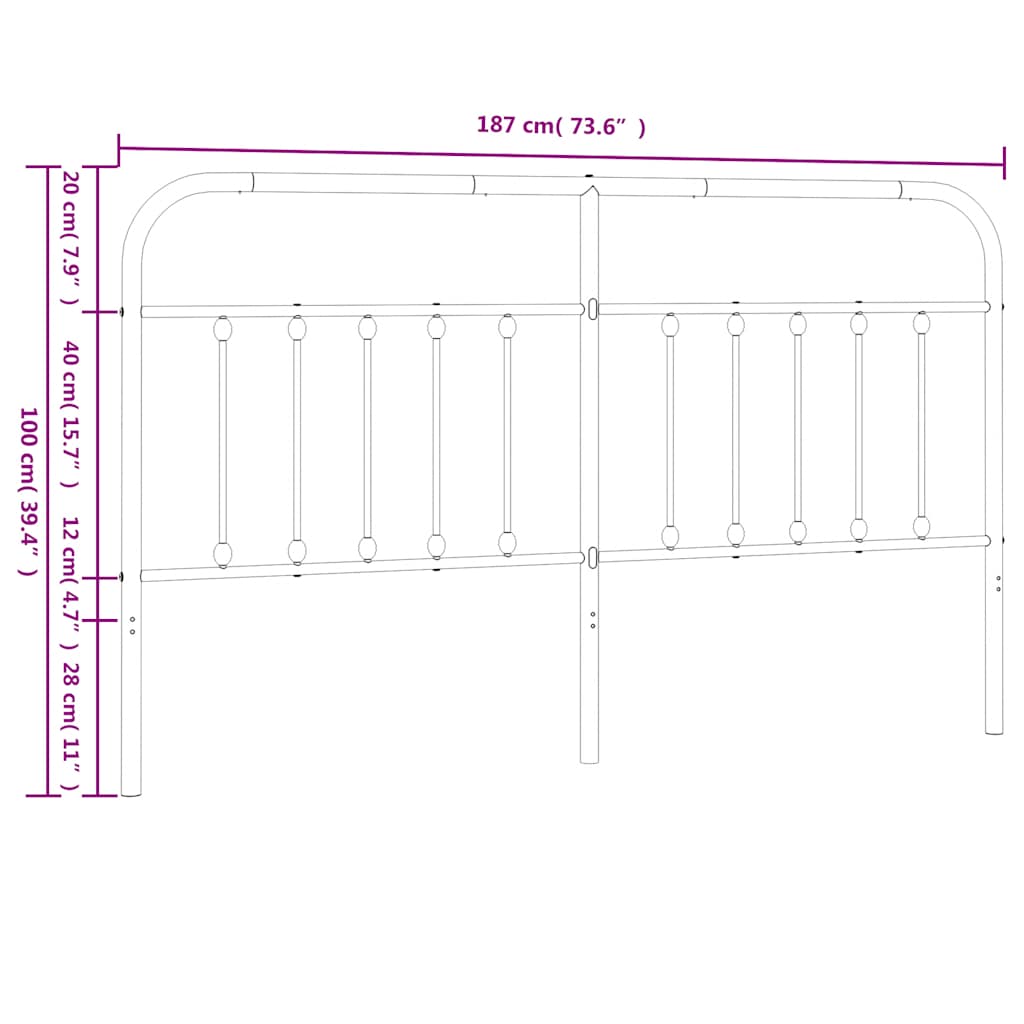 Ersatz-Kopfteil Metall Weiß 180 cm