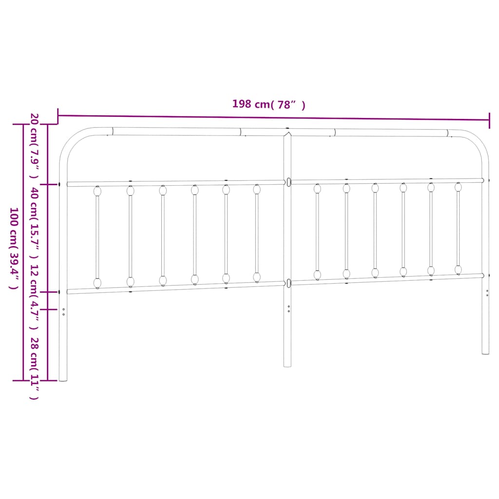 Ersatz-Kopfteil Metall Weiß 193 cm