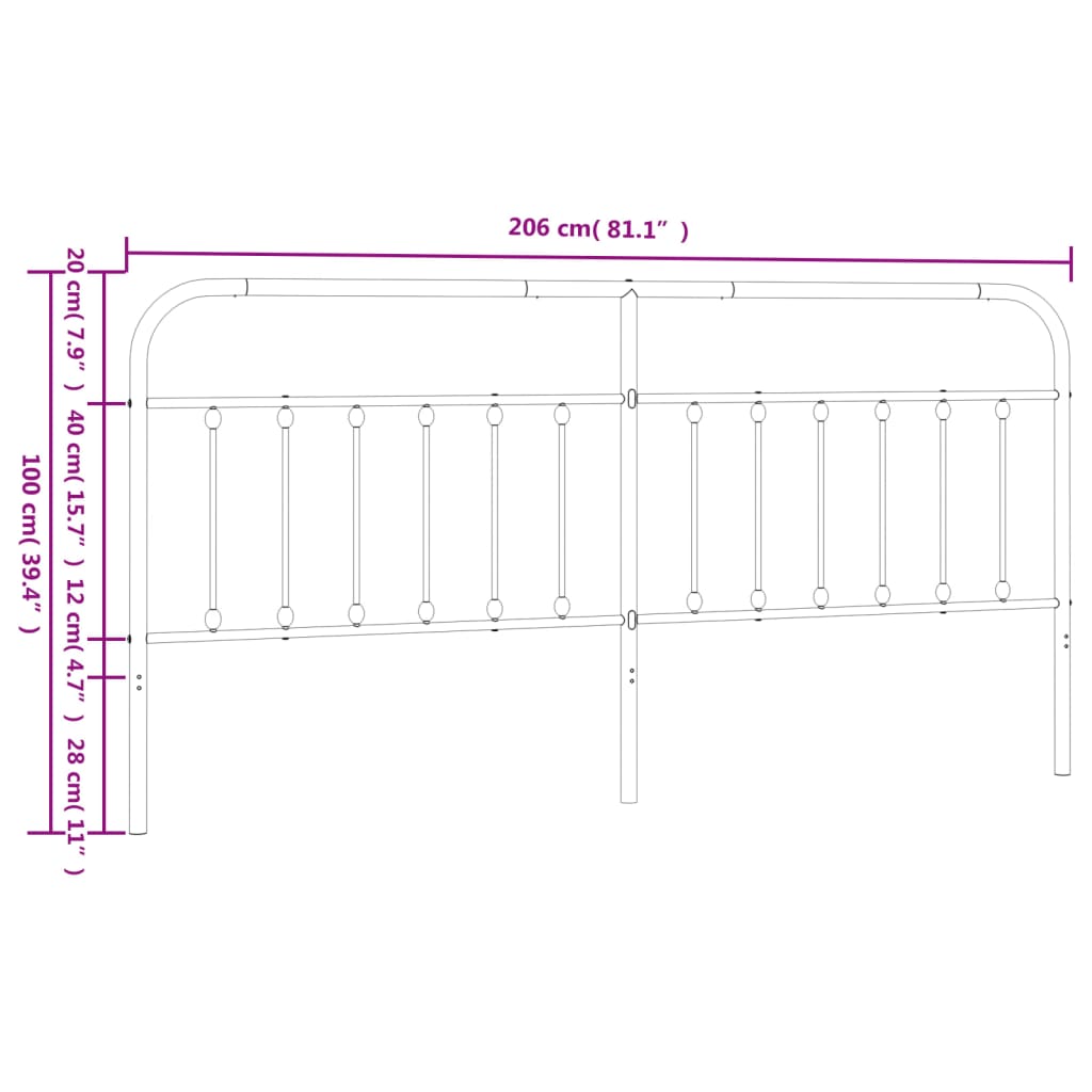 Ersatz-Kopfteil Metall Weiß 200 cm