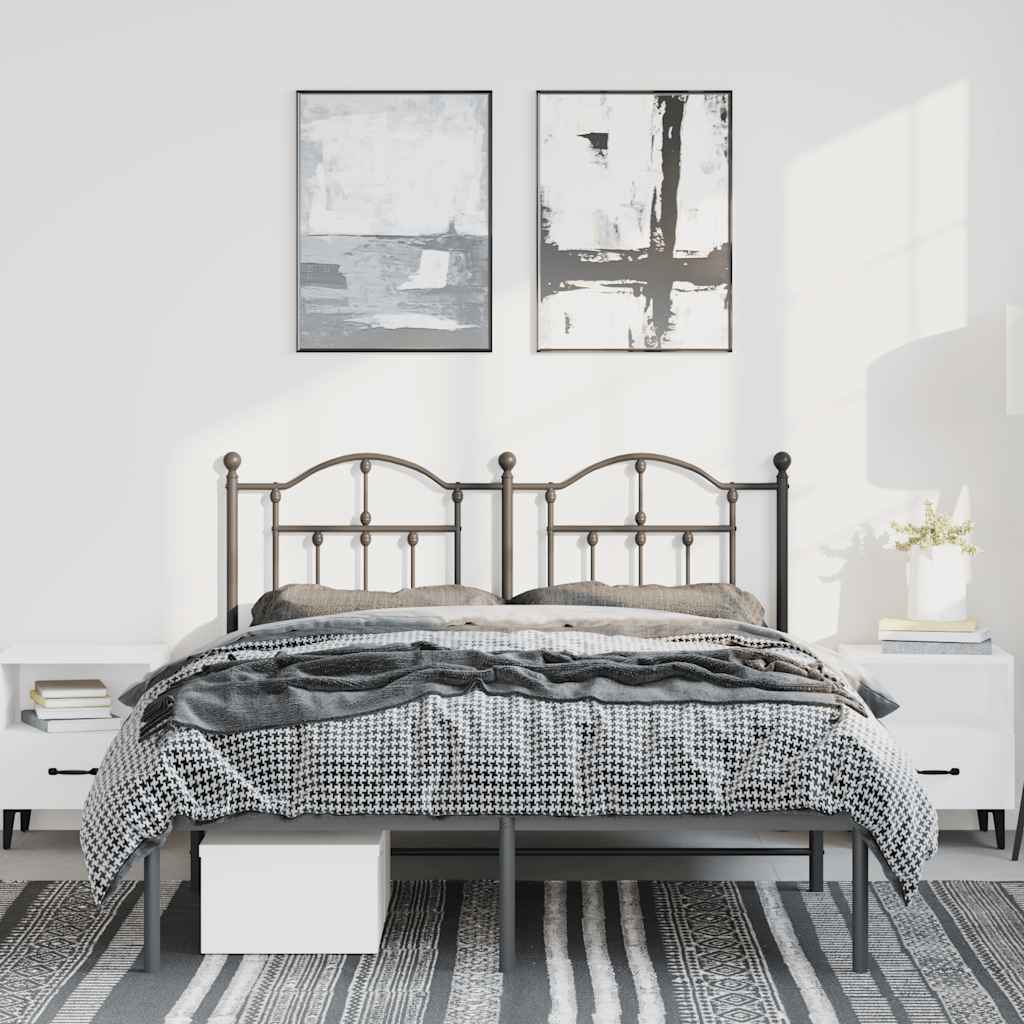 Bettgestell mit Kopfteil Metall Schwarz 135x190 cm