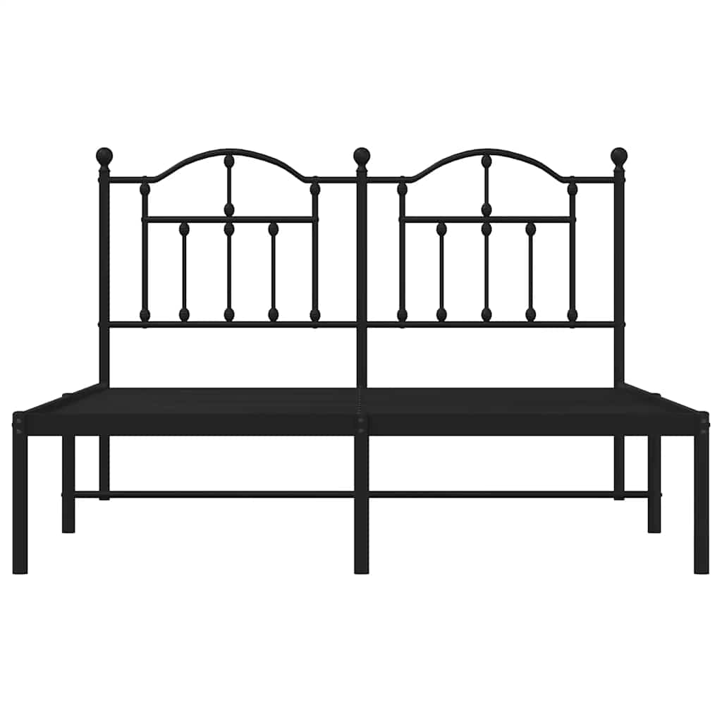 Bettgestell mit Kopfteil Metall Schwarz 135x190 cm