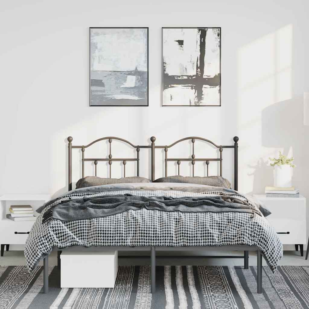 Bettgestell mit Kopfteil Metall Schwarz 150x200 cm