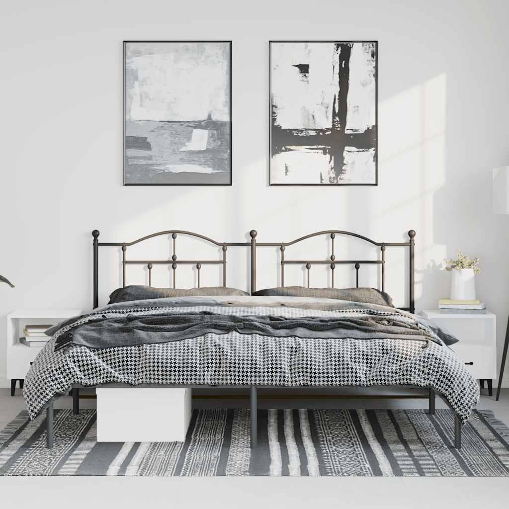 Bettgestell mit Kopfteil Metall Schwarz 183x213 cm