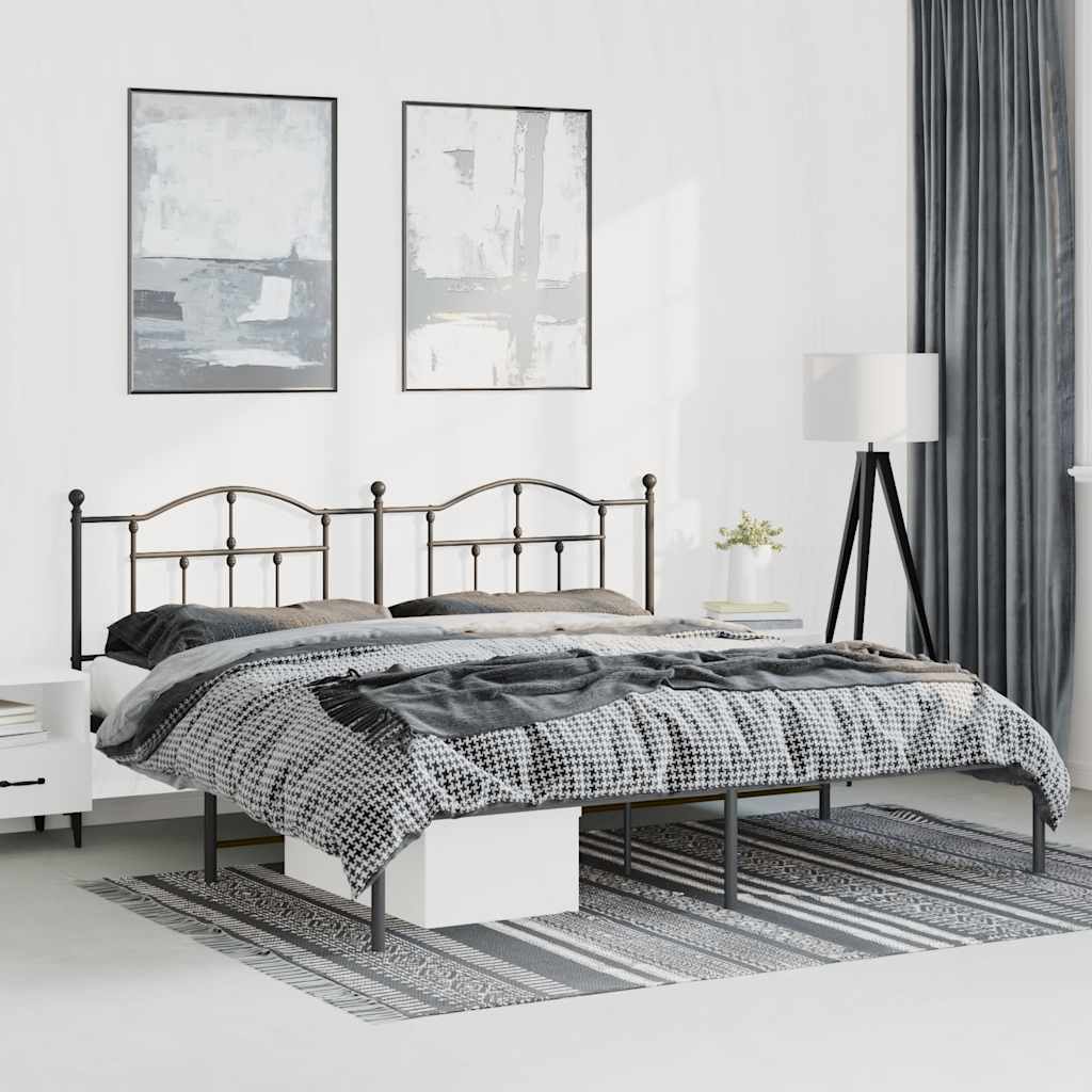 Bettgestell mit Kopfteil Metall Schwarz 183x213 cm