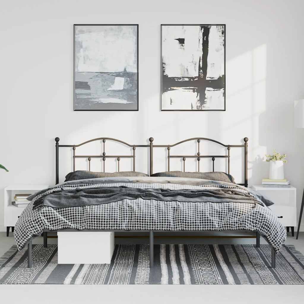 Bettgestell mit Kopfteil Metall Schwarz 193x203 cm