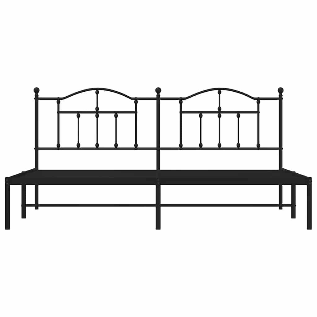 Bettgestell mit Kopfteil Metall Schwarz 193x203 cm