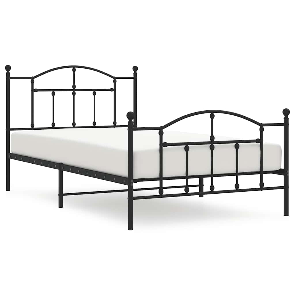 Bettgestell mit Kopf- und Fußteil Metall Schwarz 100x200 cm
