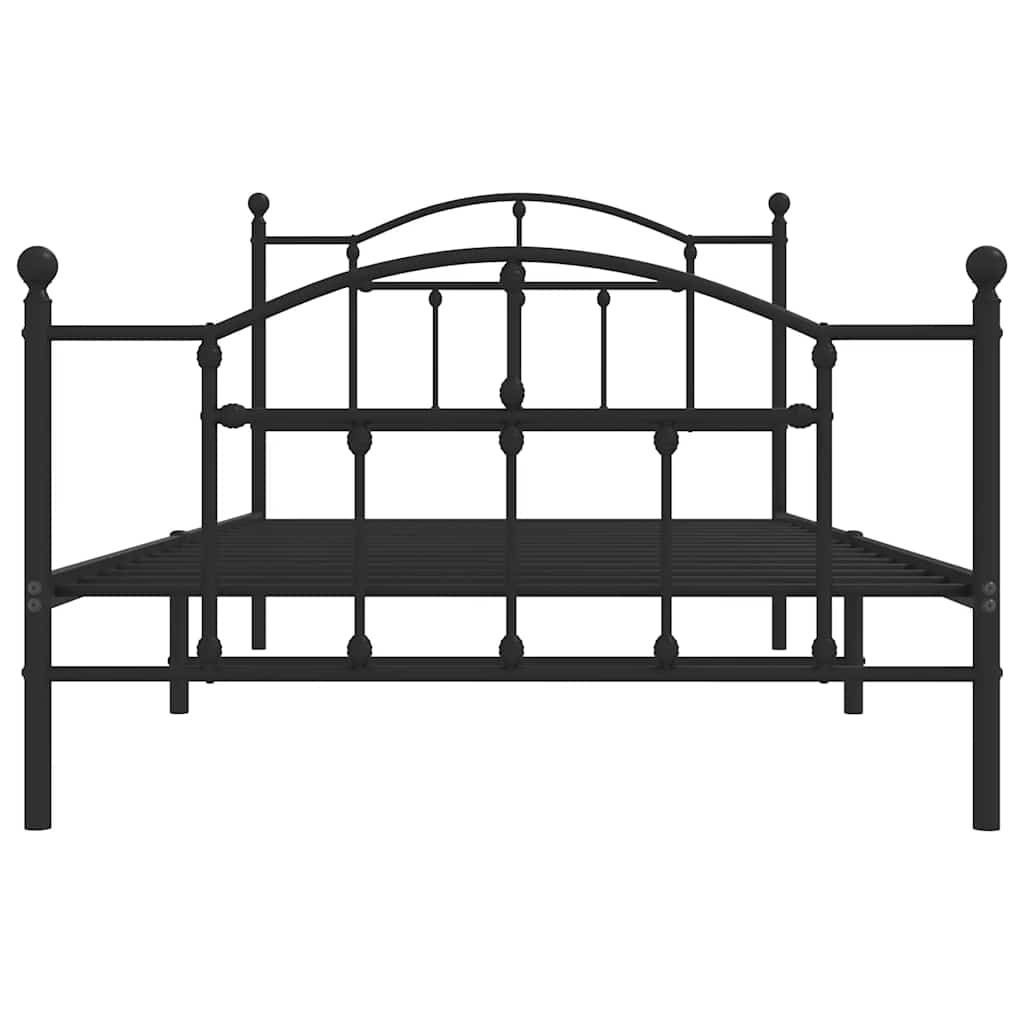 Bettgestell mit Kopf- und Fußteil Metall Schwarz 100x200 cm