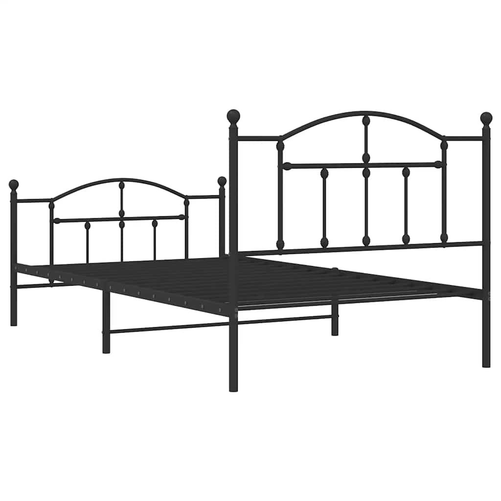 Bettgestell mit Kopf- und Fußteil Metall Schwarz 100x200 cm