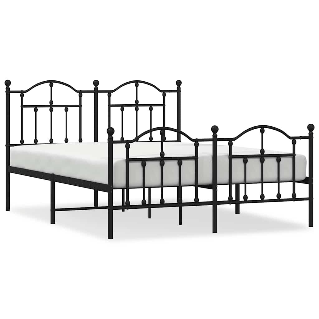 Bettgestell mit Kopf- und Fußteil Metall Schwarz 150x200 cm