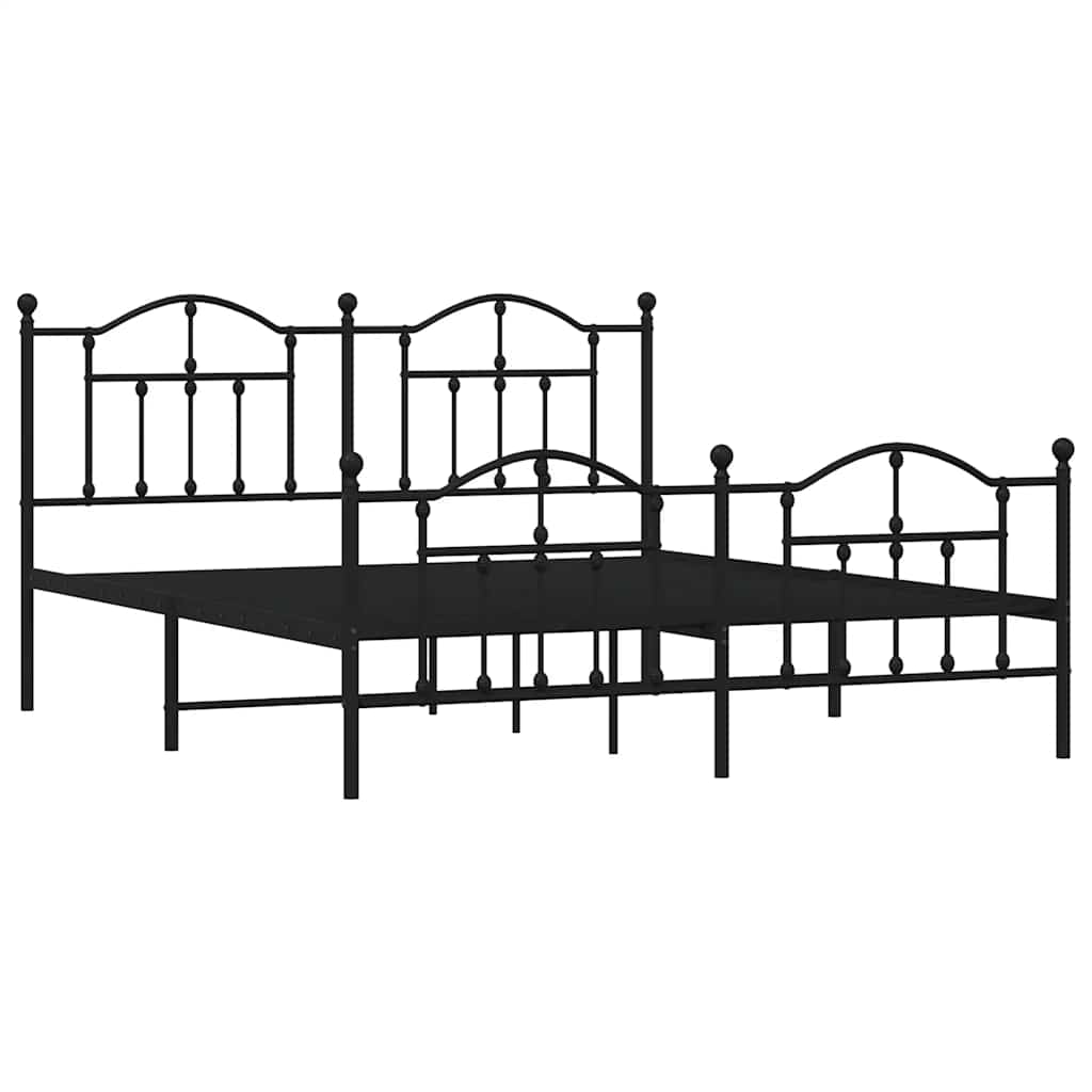 Metallbett ohne Matratze mit Fußteil Schwarz 160x200 cm