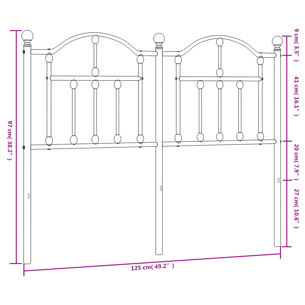 Ersatz-Kopfteil Metall Schwarz 120 cm