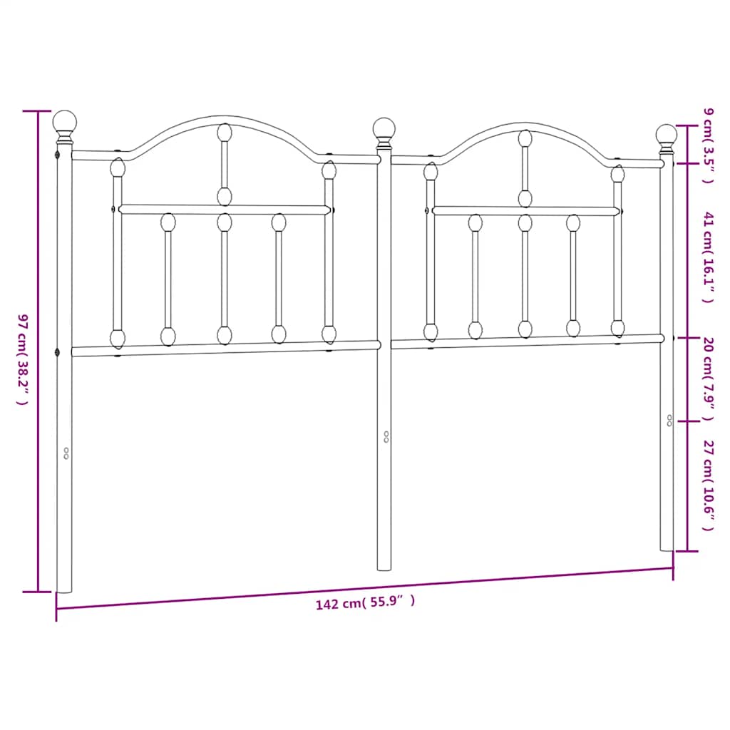 Ersatz-Kopfteil Metall Schwarz 135 cm