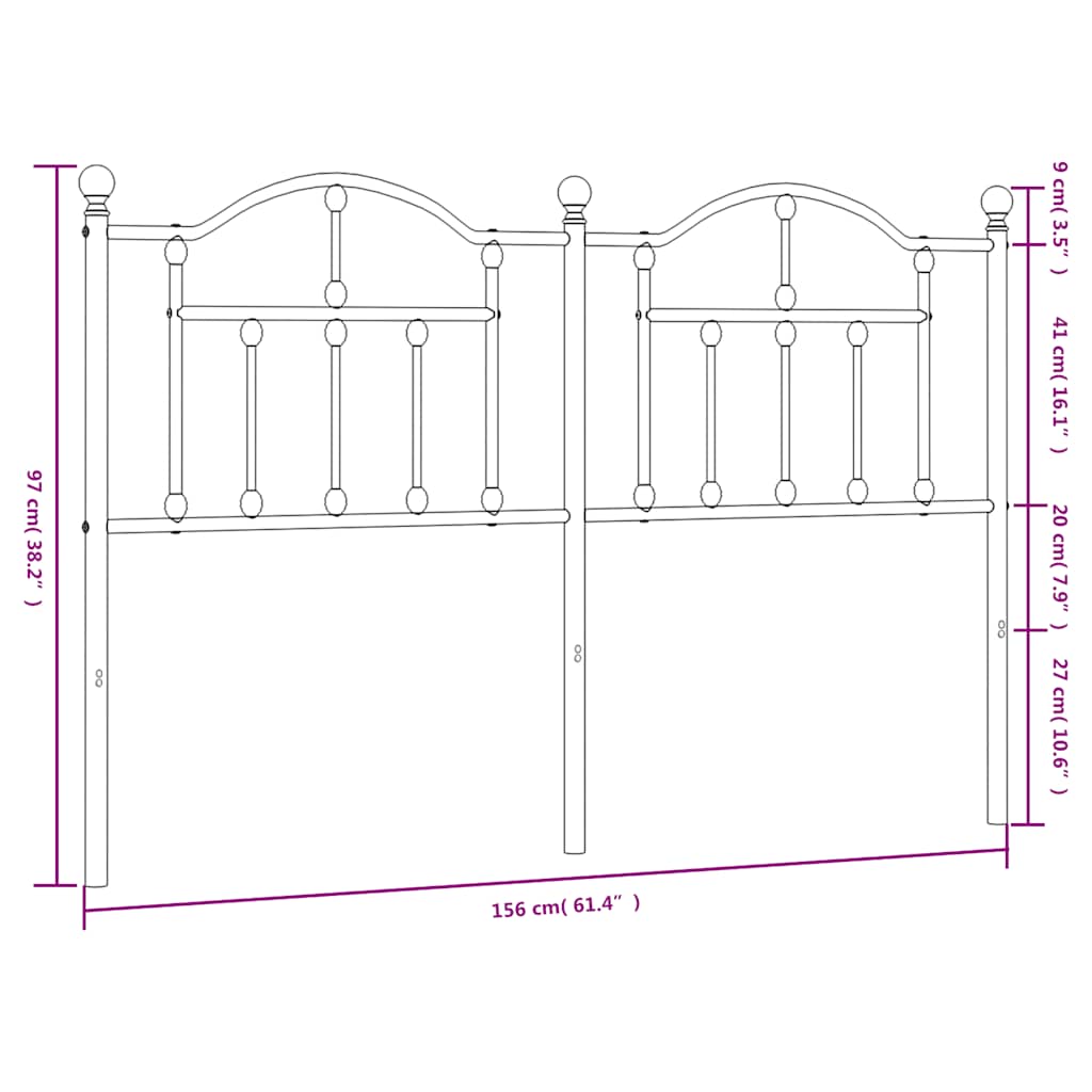 Ersatz-Kopfteil Metall Schwarz 150 cm